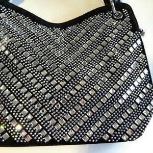 Beautiful Black Square Rhinestone Handbag